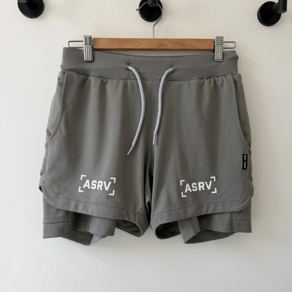 ASRV Tetra Lite 5" Shorts Mens XSmall Sage Green Lined Gym Athleisure Stretch